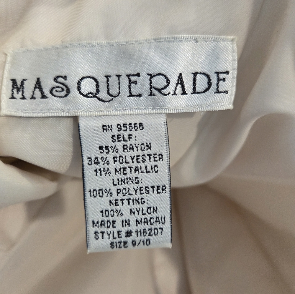 Vtg Ivory Brocade Masquerade  9/10 Wedding Formal Dress Strapless Corset Front - Picture 12 of 12